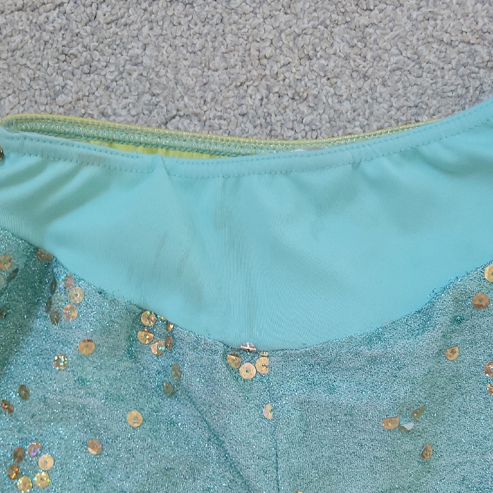 Sparkling Teal and Gold Costume Pants with Headband - Picture 5 of 9